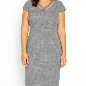 Gray Sheath Dress by Connected Apparel Plus Size Professional Office Wear Sz 16